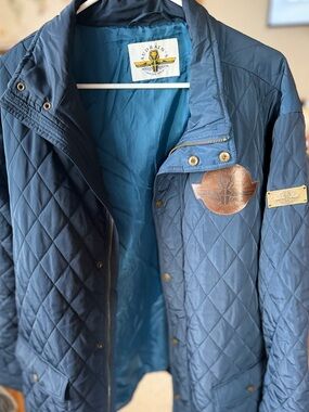 Audrain Automobile Quilted Navy Blue Jacket with Chest Patch